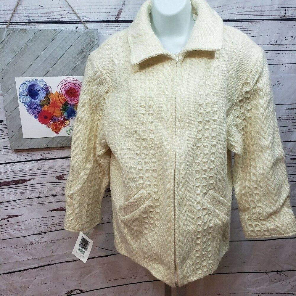 Branigan Weavers in Aran Natural   Sweater Jacket - Large